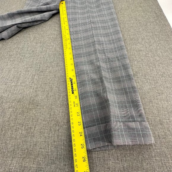 Amanda Smith Plaid Straight Pants Cuffed Size 4 Gray Black Teal Work Business - Picture 8 of 16